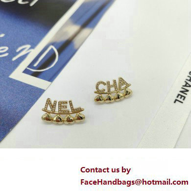 Chanel Stud Earrings in Metal  &  Strass. Gold  &  Crystal ABA271 2023